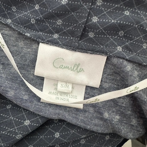 CAMILLA *Natures Nectar* blue floral silk boho long casual jacket w pockets S/M - Picture 13 of 14